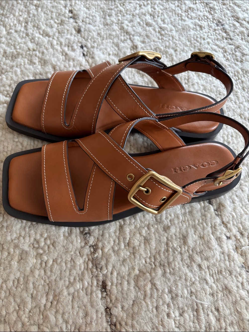 NEW Coach Archival Brown Leather Sandals Size 10